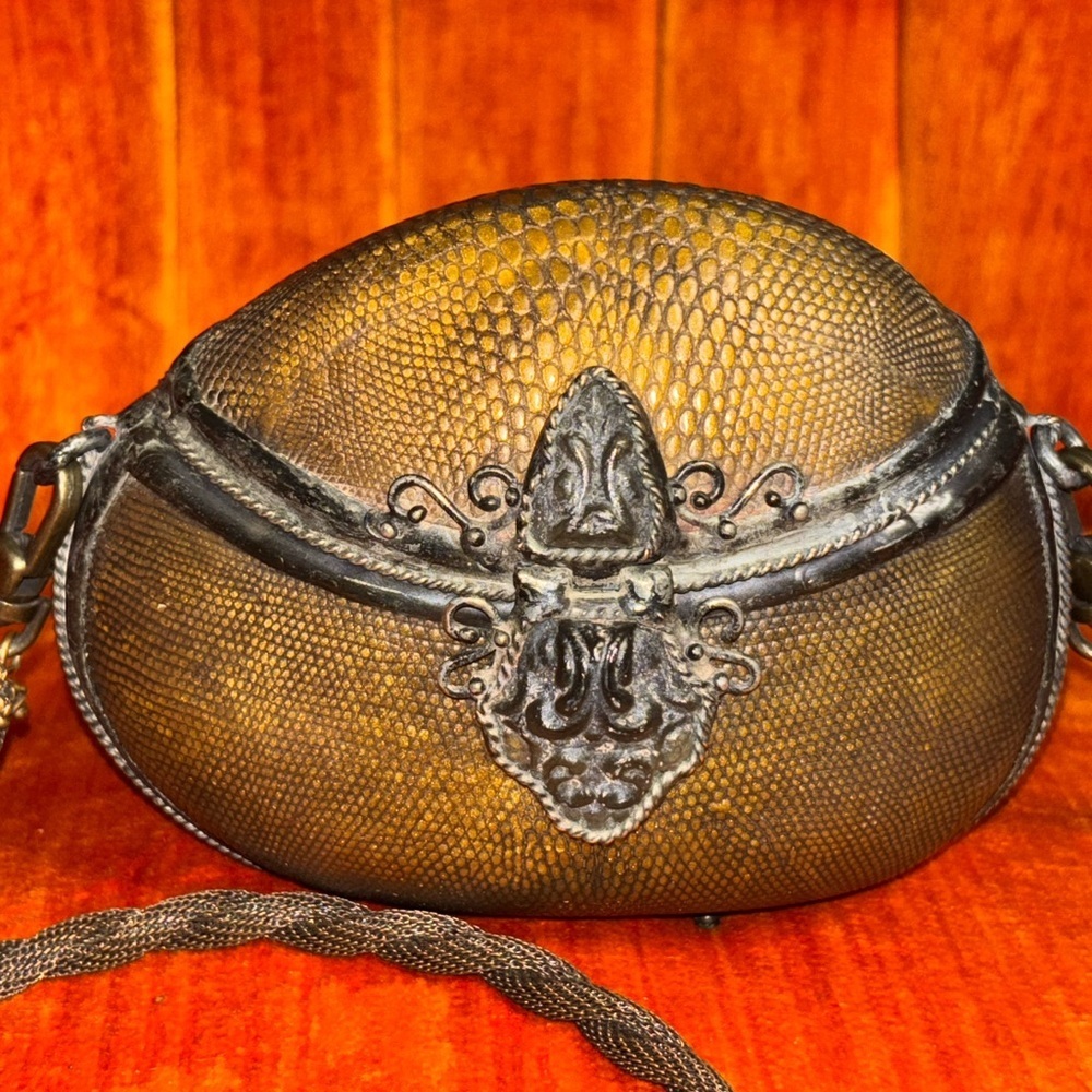 Maya Evangelista RARE Amber Resin Snakeskin Evening Shoulder Crossbody Purse​​